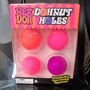 VIRAL ON TIK TOK- NEEDOH Donut Holes Squeeze Toy Set - Vibrant Pink and Orange